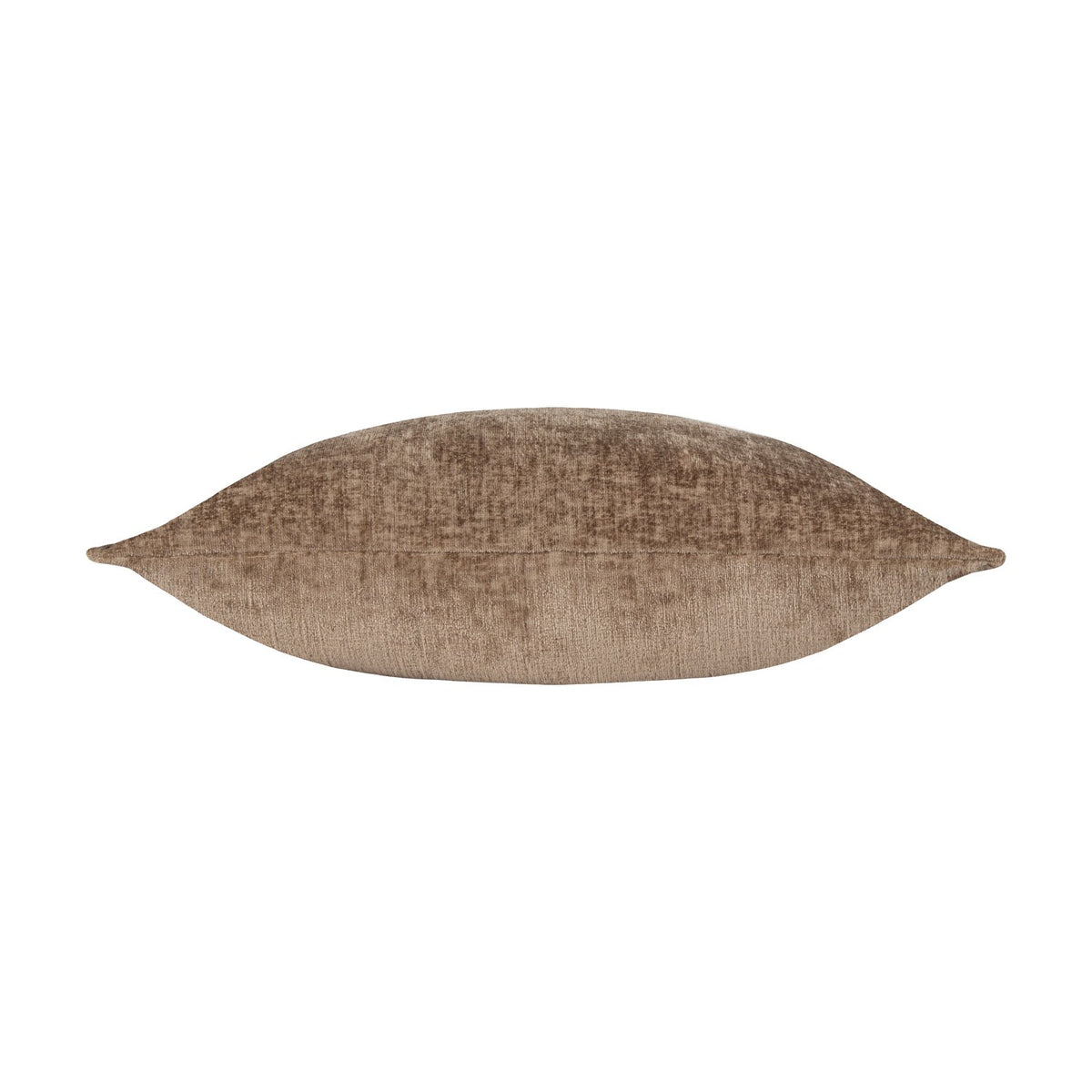 Buxton Reversible Polyester Cushion in taupe, a rectangular bolster-style scatter cushion with a chenille-like woven texture, shown side-on against a plain white background.