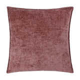 Buxton reversible square cushion in heather, a chenille-textured polyester fabric with a muted wine-rose finish, shown against a plain white background.