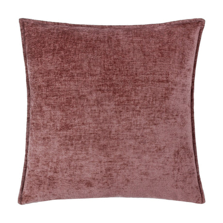 Buxton reversible square cushion in heather, a chenille-textured polyester fabric with a muted wine-rose finish, shown against a plain white background.