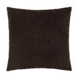 Cabu Plain Polyester Cushion in dark chocolate brown, a square boucle cushion with a dense looped pile texture, shown on a plain white background.