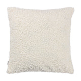 Cabu Reversible Wool Cushion in cream, a square boucle cushion with a curled, looped shearling-style texture, shown against a plain white background.