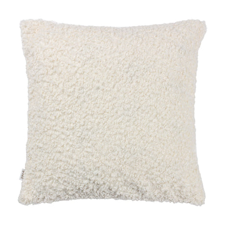 Cabu Reversible Wool Cushion in cream, a square boucle cushion with a curled, looped shearling-style texture, shown against a plain white background.