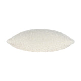 Side view of the Cabu Reversible Wool Cushion in cream boucle fabric with a textured, curled pile, shown on a plain white background.