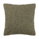Cabu Reversible Wool Cushion in khaki, a square cushion with an all-over textured bouclé surface, shown on a plain white background.