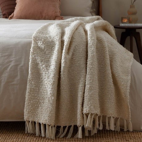 Candar Plain Polycotton Throw - Ecru