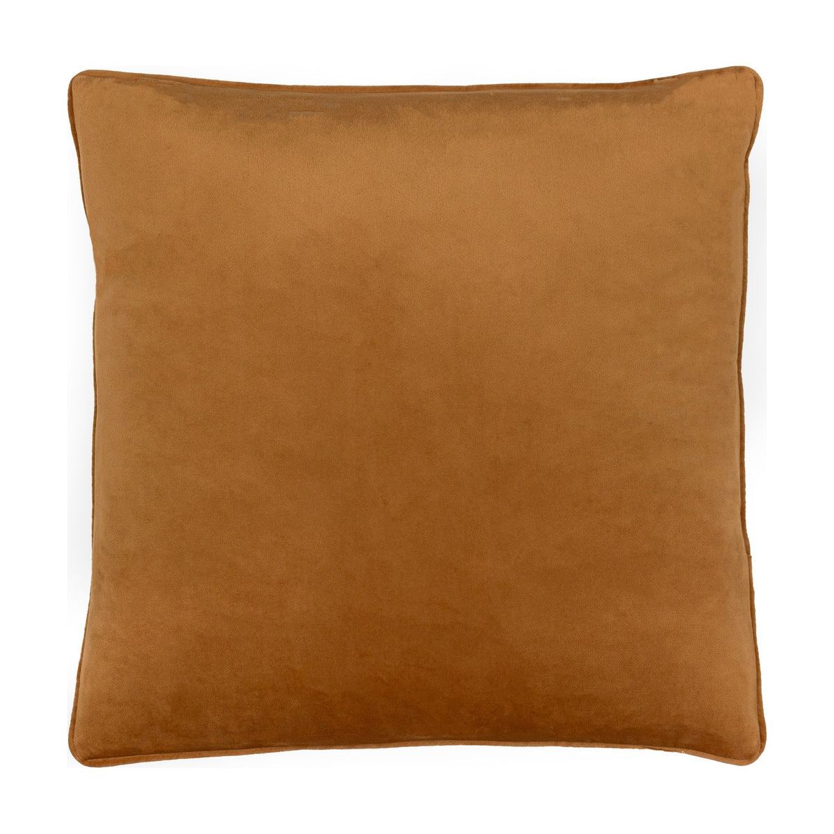Caval Velvet Chenille Cushion in Bronze, square with plain piped edging in solid bronze velvet, shown on a plain white background.