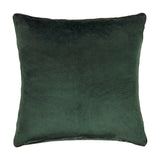 Square velvet chenille cushion in ivy green with a plain piped edge, shown on a plain white background.