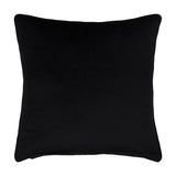 Caval Velvet Chenille Cushion in Mono, a plain black square cushion with a smooth velvet finish and piped edge, shown on a white background.