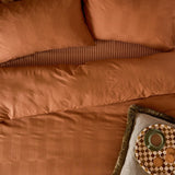 Club Checkerboard Plain Check Duvet Cover Set - Pumpkin