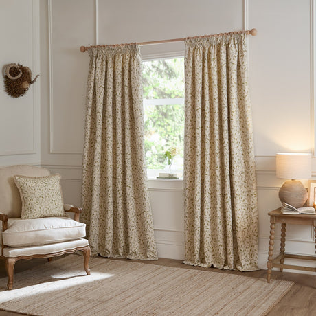 Cervino Jacquard Polyester Pencil Pleat Curtains - Lichen