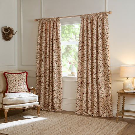 Cervino Jacquard Polyester Pencil Pleat Curtains - Rednut