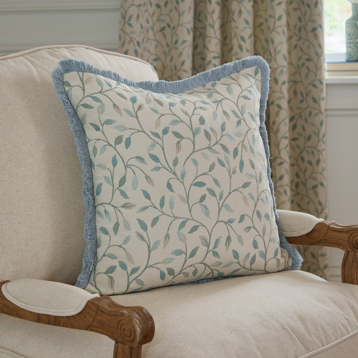 Cervino Jacquard Cotton Blend Cushion - Duck Egg