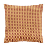 Square 45 x 45cm cushion in cut-velvet check, gold and chocolate-brown checkerboard pattern with a raised textured pile, shown on a plain white background.