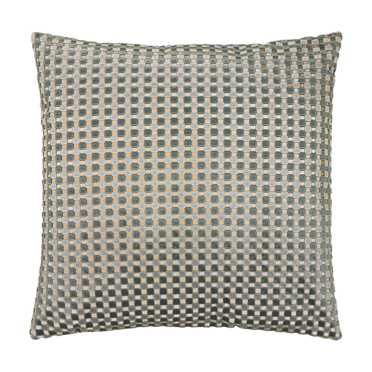 Checkered Check Velvet Cushion - Mineral