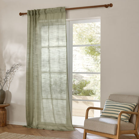 Cirrus Plain Polyester Curtain Panel - Eucalyptus