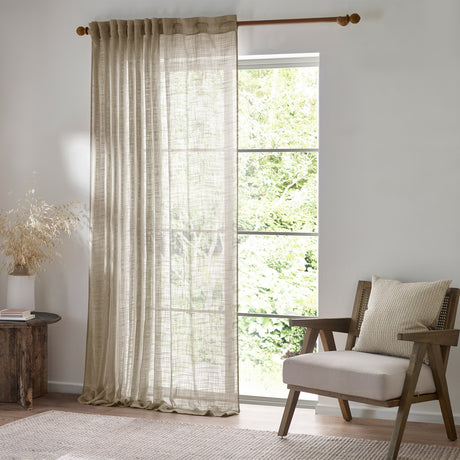 Cirrus Plain Linen Curtain Panel - Linen