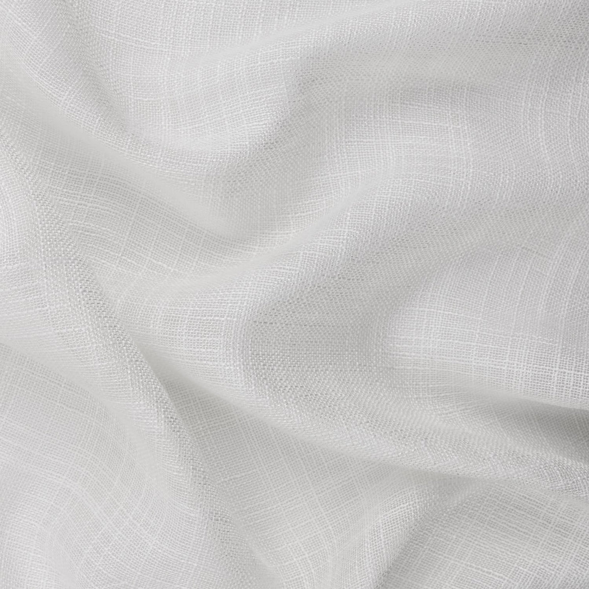 Close-up of the Cirrus Plain Polyester Curtain Panel in snow white, showing a sheer woven fabric texture with soft folds.