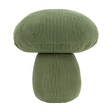 Cord Mushroom Woodland Velvet Door Stop in Forest Green, corduroy fabric with vertical ribbing on the stem and domed cap, shown on a plain white background.