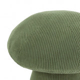 Close-up of the Cord Mushroom Woodland Velvet Door Stop in forest green, showing ridged corduroy velvet texture across the domed cap, on a white background.