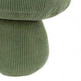 Close-up of the Cord Mushroom Woodland Velvet Door Stop in forest green, showing ridged corduroy texture on the domed cap and rounded stem against a white background.