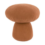 Cord Mushroom Woodland Velvet Door Stop in Rust, a mushroom-shaped door stop in ribbed corduroy velvet with a domed cap and rounded stem, shown on a plain white background.