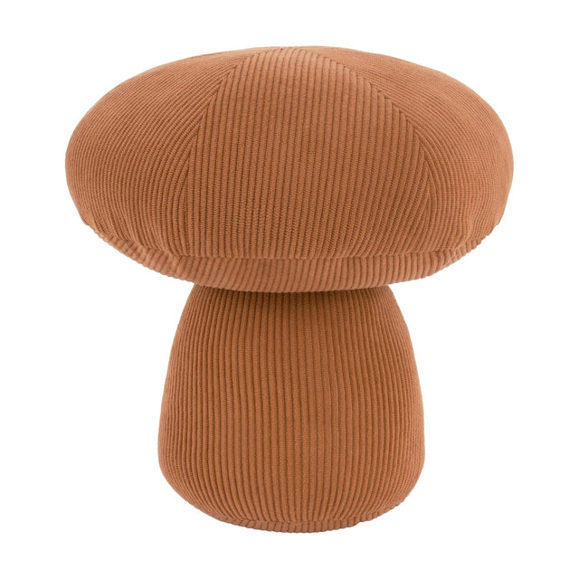 Cord Mushroom Woodland Velvet Door Stop in Rust, a mushroom-shaped door stop in ribbed corduroy velvet with a domed cap and rounded stem, shown on a plain white background.