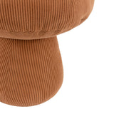 Close-up of the Cord Mushroom Woodland Velvet Door Stop in rust, showing ribbed corduroy velvet texture across the domed cap and rounded stem on a white background.
