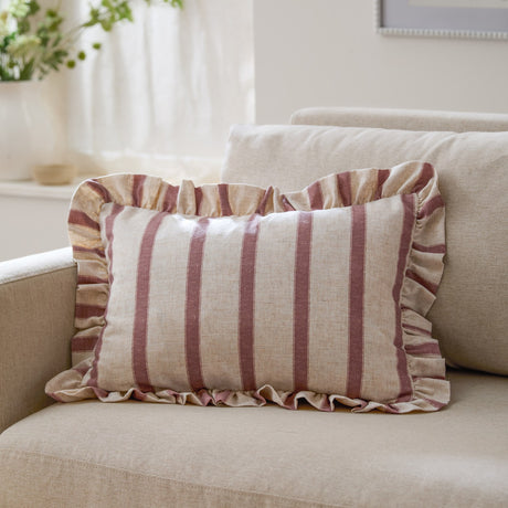 Connie Striped Linen Cushion - Clay Pink