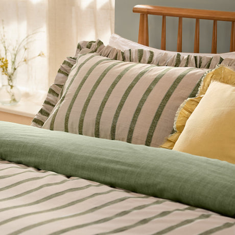 Connie Linen Plain Duvet Cover Set - Moss