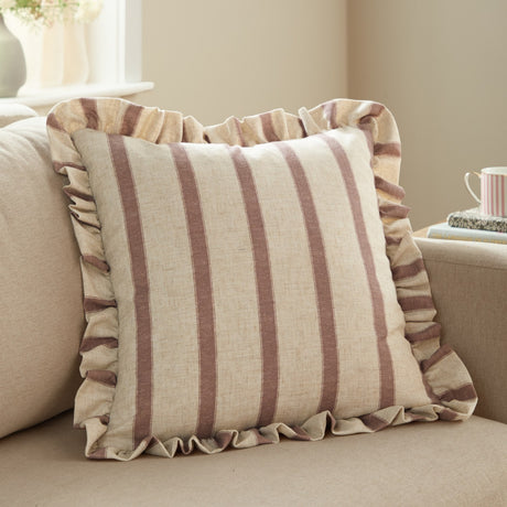 Connie Striped Linen Cushion - Clay Pink