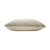Contra Velvet Linen Cushion in natural tone, oblong bolster shape with velvet top and linen-look weave base, shown side-on against a plain white background.
