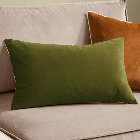 Contra Velvet Linen Cushion - Olive