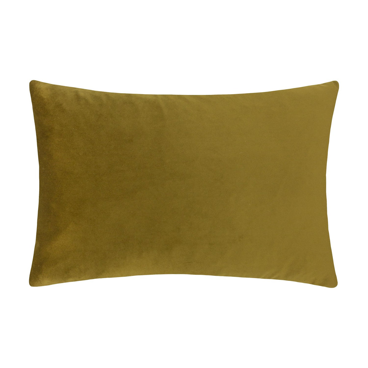 Contra Velvet Linen Cushion in olive-green, a plain rectangular oblong cushion with a soft velvet face, shown on a plain white background.