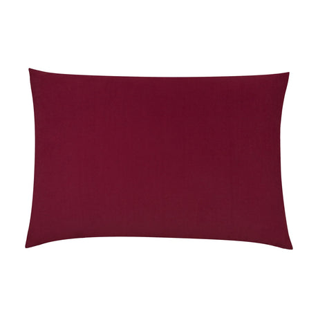 Contra Velvet Linen Cushion in oxblood, a rectangular scatter cushion with deep red velvet pile on the front, shown flat on a plain white background.