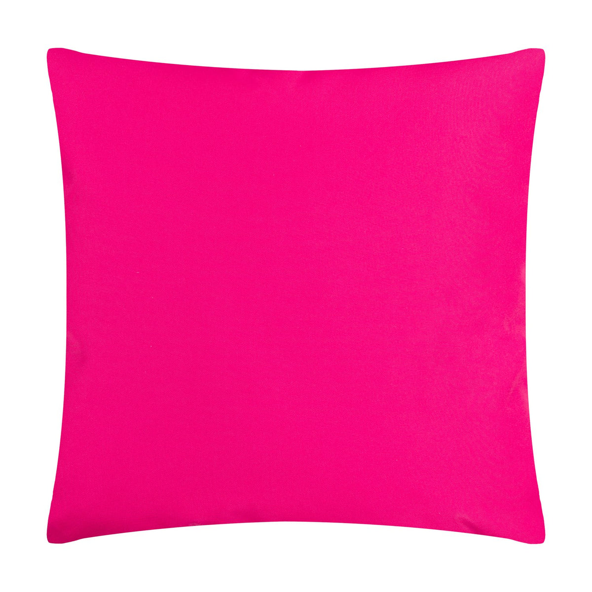 Cosmo O' Clock square cushion in plain pink polyester fabric, shown reverse side on a white background, 43 x 43cm.