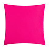 Cosmo O' Clock square cushion in plain pink polyester fabric, shown reverse side on a white background, 43 x 43cm.