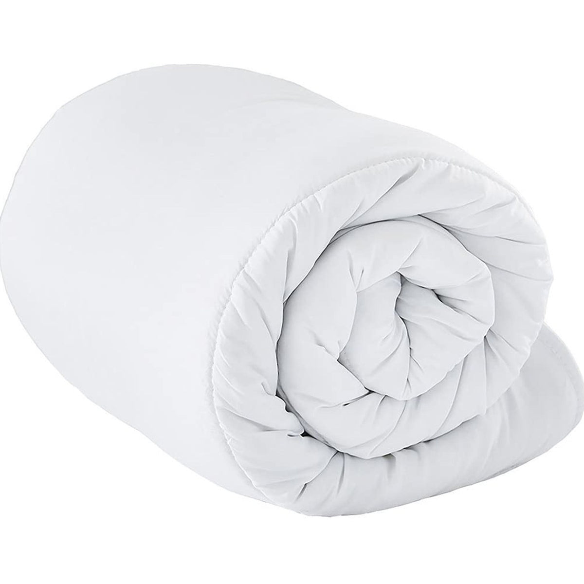Cosy Home Anti-Allergy Hollowfibre Quilt shown rolled up, white polyester-cotton casing, against a plain white background.
