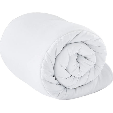 Cosy Home Anti-Allergy Hollowfibre Quilt shown rolled up, white polyester-cotton casing, against a plain white background.