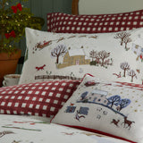 Cotswoldchristmas Gingham Duvet Cover Set - Cream/Burgundy