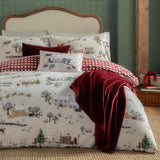 Cotswoldchristmas Gingham Duvet Cover Set - Cream/Burgundy