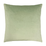 Square velvet cushion in soft sage green, shown as the plain reverse side of the Country Animal Velvet Cushion, on a plain white background.