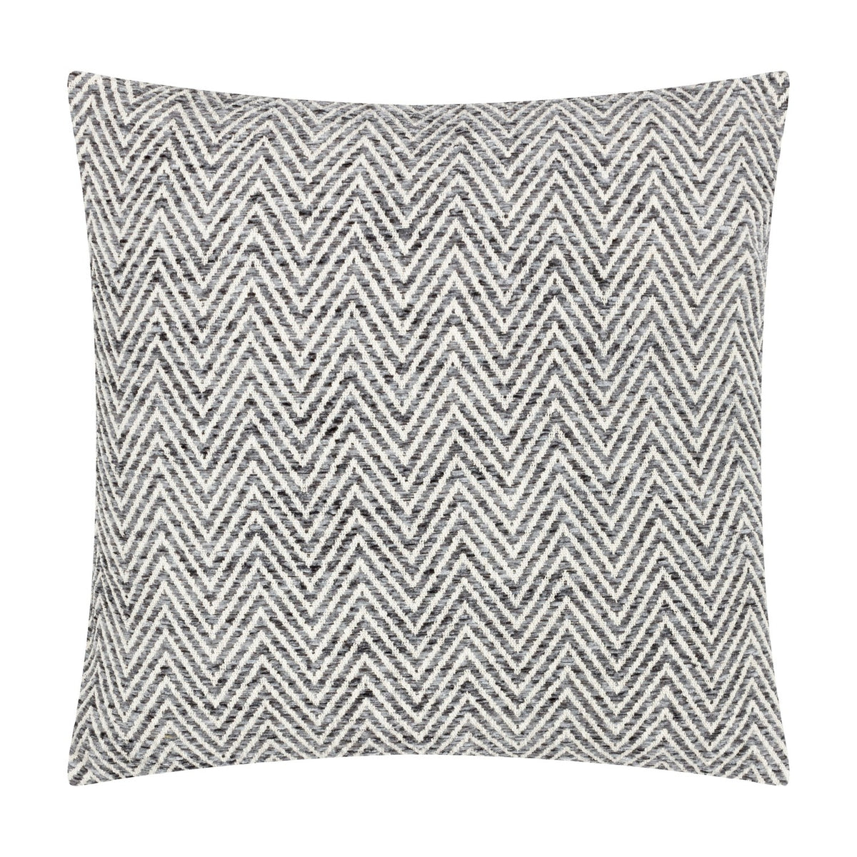 Croft Plain Velvet Cushion in charcoal, square 50 x 50cm with a woven chevron front in charcoal and cream, shown on a plain white background.
