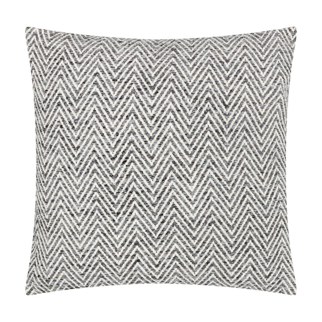 Croft Plain Velvet Cushion in charcoal, square 50 x 50cm with a woven chevron front in charcoal and cream, shown on a plain white background.
