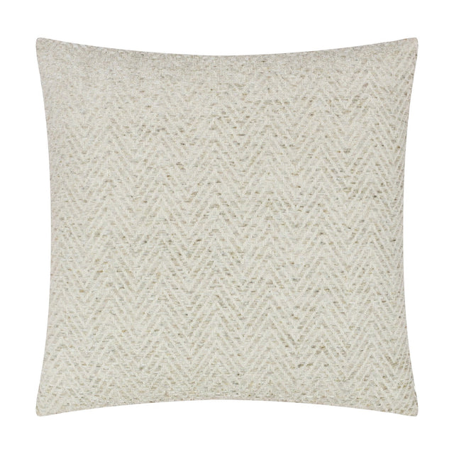 Croft Plain Velvet Cushion in natural oatmeal tones, square 50 x 50cm with a chevron twill woven front, shown on a plain white background.