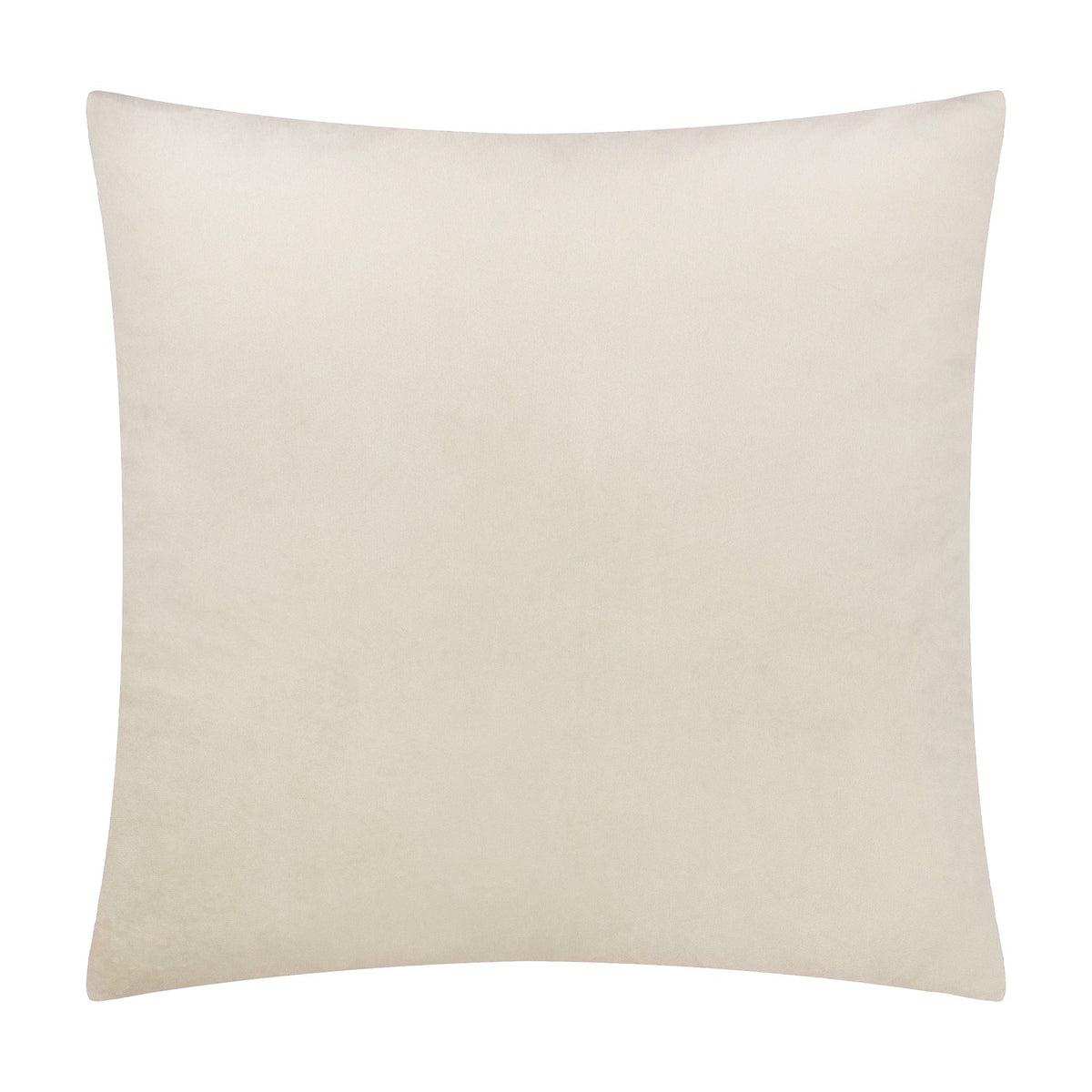Croft Plain Velvet Cushion in natural cream, square 50 x 50cm design shown reverse side, plain soft velvet finish on a white background.