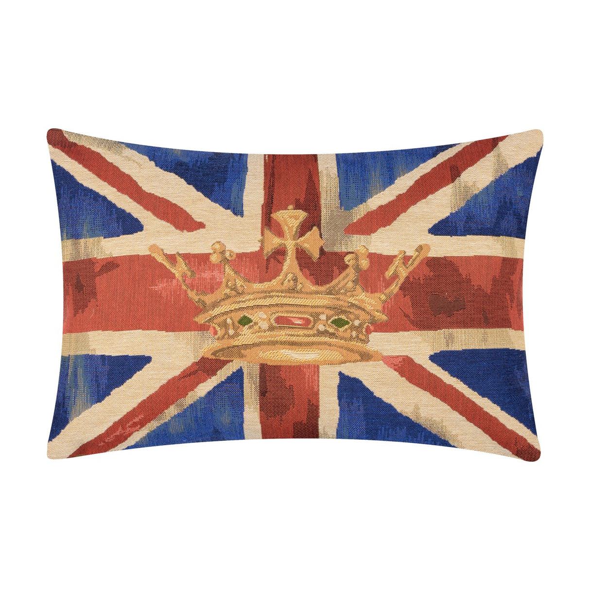 Crown Union Jack Plain Cotton Cushion - Blue