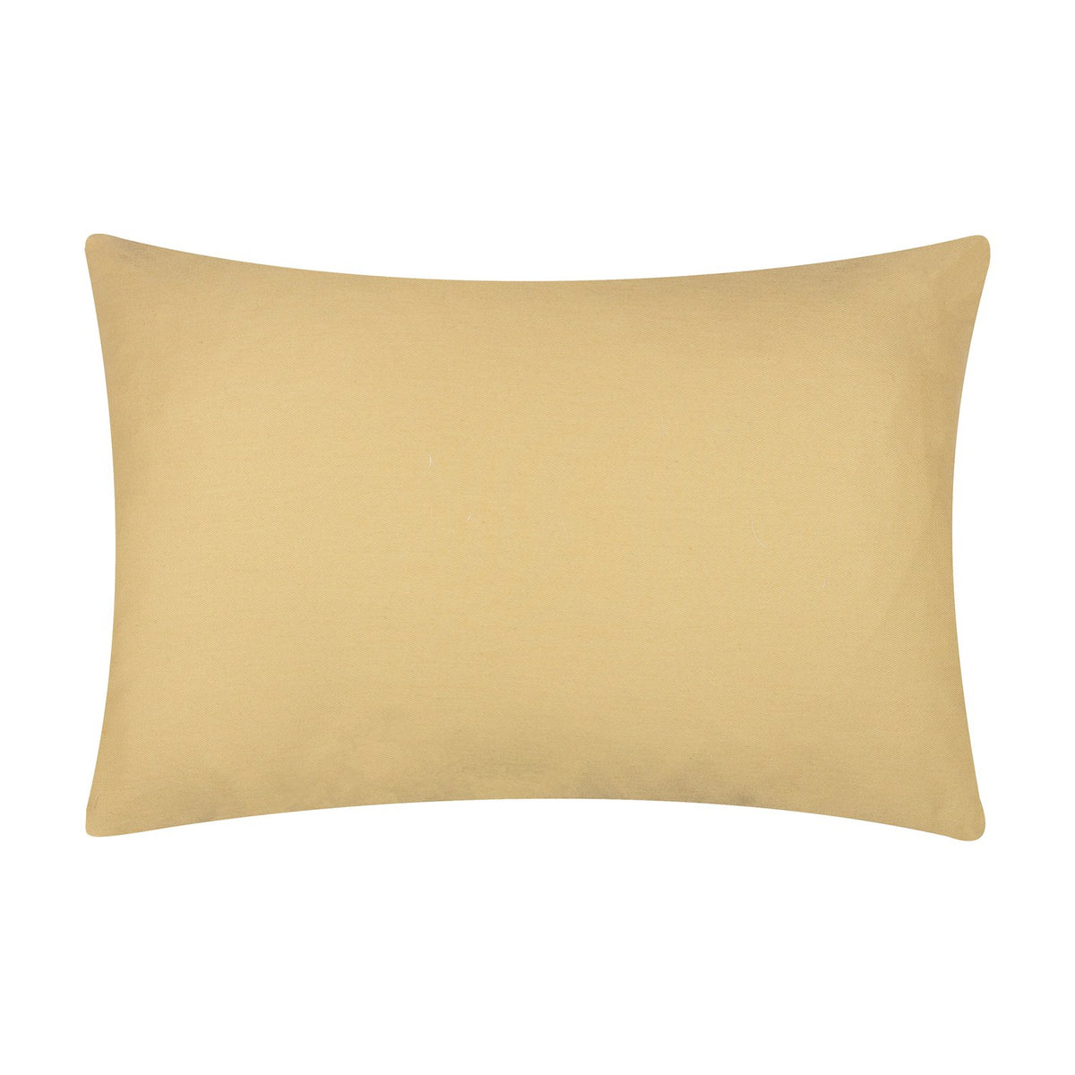 Rectangular cotton cushion in plain gold-tone fabric, shown from the reverse side against a plain white background.