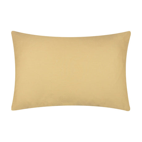 Rectangular cotton cushion in plain gold-tone fabric, shown from the reverse side against a plain white background.