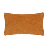 Rectangular polyester cushion in solid rust-orange textured fabric with piped edges, shown on a plain white background.