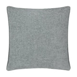 Square textured cushion in plain grey woven fabric with piped edging, shown against a white background.